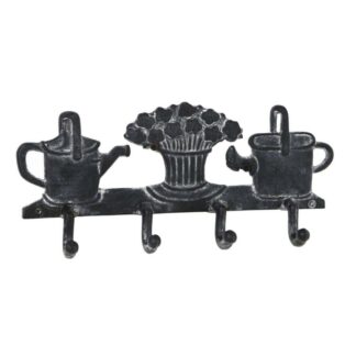 Appendino metallo 4 posti nero innaffiatoio pianta cm31x14x5
