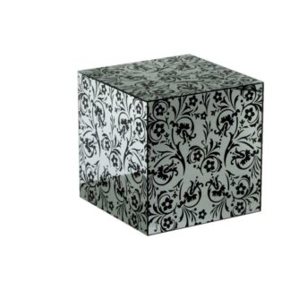 Tavolino cubo ice specchio damascato cm40x40h40 legno mdf + specchio