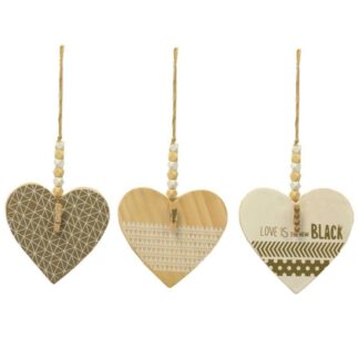 Portamemo legno cuore 3 assortiti cm13x14x1,2