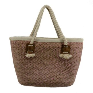 Borsa paglia africa rosa sfumato cm30x15h20