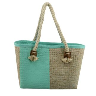 Borsa paglia africa verde acqua cm43x19h27