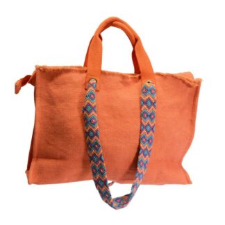 Borsa juta arancione cm46xh32x14
