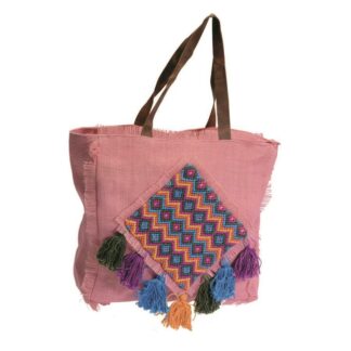 Borsa juta rosa c/pon pon cm43xh37x14