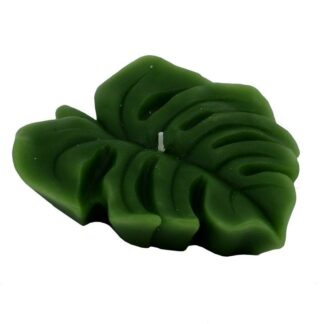 Candela foglia verde cm12x14,5h3,9