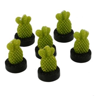 Candela cactus verde giallo confezione 6 pezzi cm14x9,5h7
