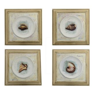 Quadro mare legno piatti con conchiglie4 assortiti cm36,5x36,5x4