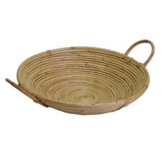 Cesta giunco naturale con manici tondo cmø40xh10x40