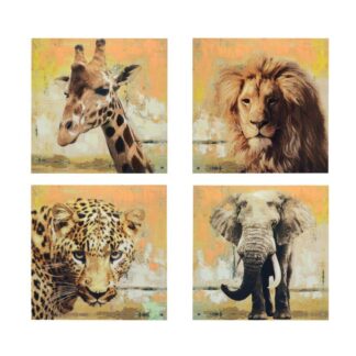 Quadro stampa animali della savana 4 assortiti cm60x60x2,5