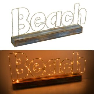 Scritta mare legno con led beach cm42x5,5h21
