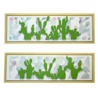 Quadro stampa cactus 2 assortiti cm30x90x4