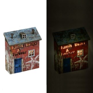 Casa legno stella con led cm12x5h14