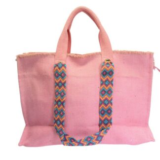 Borsa juta rosa cm46xh32x14