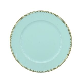 Sottopiatto plastica azzurro e oro cmø33xh33x2