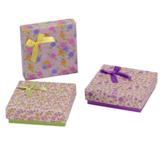 Scatola cartone fiori fiocco quadro 3 assortiti cm10x10h3