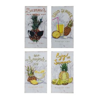 Quadro legno ananas 4 assortiti cm20x40x0,9