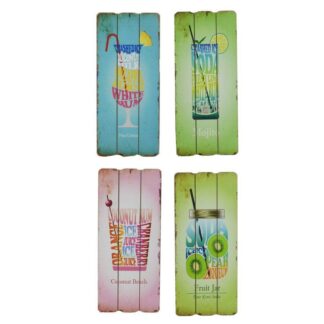 Quadro legno drink 4 assortiti cm15x34,5x0,9
