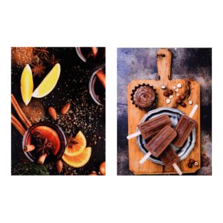 Quadro stampa cioccolato e cannella 2 assortiti cm30x40x1,5