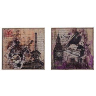 Quadro legno musica 2 assortiti cm50x50x3,5