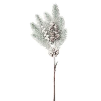 Ramo pigne e aghi di pino innevato cm62