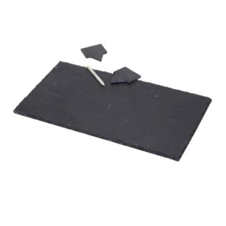 Piatto ardesia rettangolare con 2 targhette fumetto cm30x20h0,5