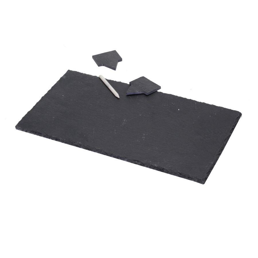 Piatto ardesia rettangolare con 2 targhette fumetto cm30x20h0,5