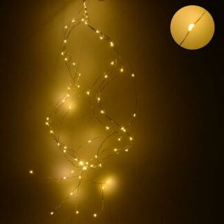 Luce cascata 8 fili 64 micro led biancocaldo cm1x1x80 alimentazione batteria