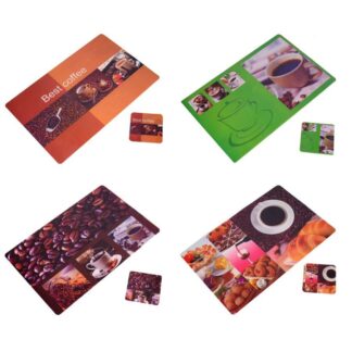 Tovaglietta set 8 pezzi con sottobicchieri caffe' assortiti cm42xh27