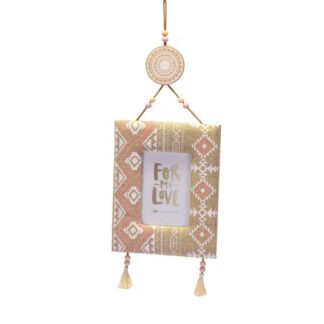 Portafoto muro legno tessuto morfeo rettangolare cm17x55x2