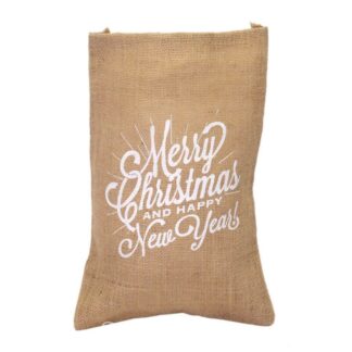 Sacchetto juta decori bianco cm20xh30x1