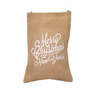 Sacchetto juta decori bianco cm15xh20x1