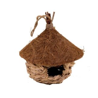 Casetta per uccelli paglia cm16x13h22