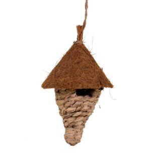 Casetta per uccelli paglia cmø16h24