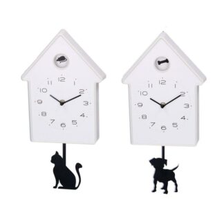 Orologio plastica bianco gatto e cane 2assortiti cm19x42x4,5