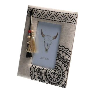 Portafoto da tavolo legno tessuto indios rettangolare cm18x2h23