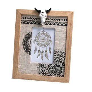 Portafoto da tavolo legno tessuto indios rettangolare cm19,5x2h24