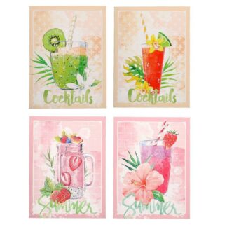 Quadro stampa cocktails 4 assortiti cm30x40x1,5