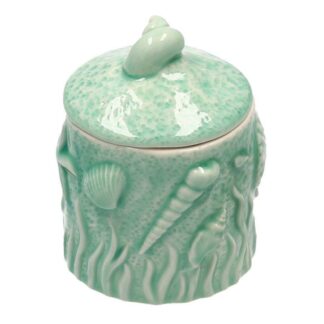 Scatola mare ceramica verde acqua tondocmø9h11,2