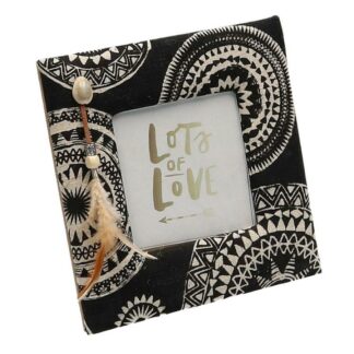 Portafoto da tavolo legno tessuto maoriquadro cm18x2h18