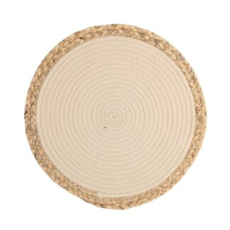 Tovaglietta tessuto con bordo mais crema tondo cmø38