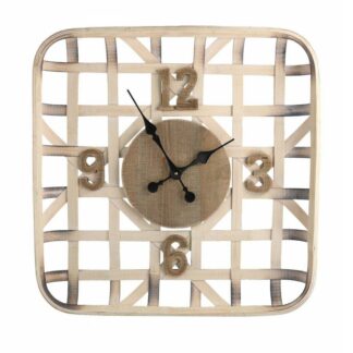 Orologio legno naturale quadro cm60,5x60,5x9