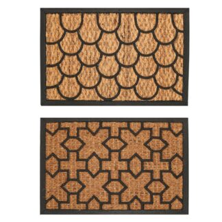 Zerbino cocco cm40x60x1 bordo in gomma decori 2 assortiti