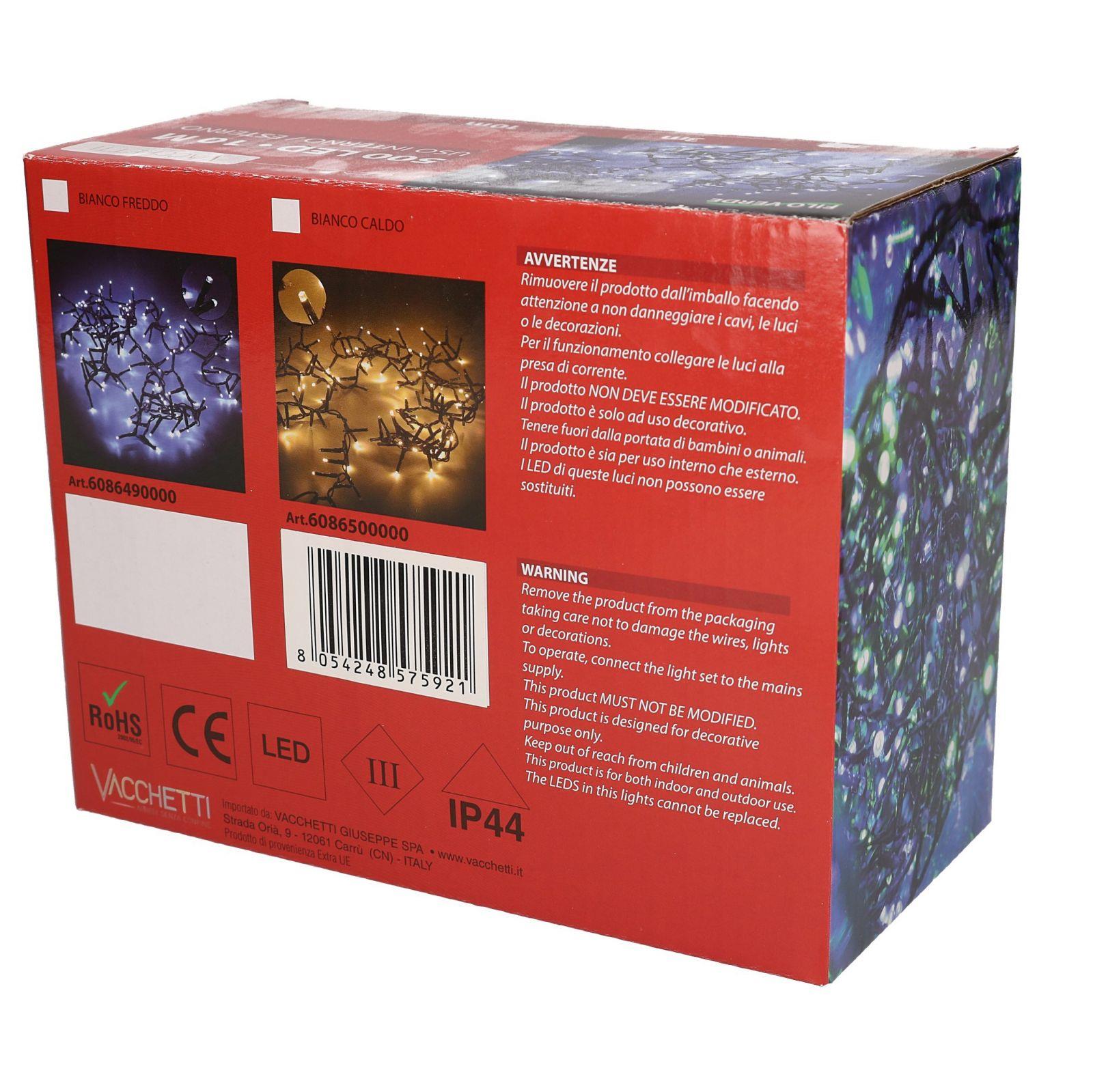 Luce filo 500 led bianco caldo luce fissa cm1000 al. fissa uso esterno - immagine 4