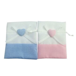 Sacchetto tessuto bianco azzurro rosa 2assortiti cm10x13