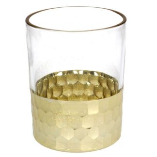 Portacandele vetro oro tondo 1p cmø10h12,5