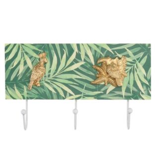 Appendino legno 3 posti verde foglie cm26x15x5