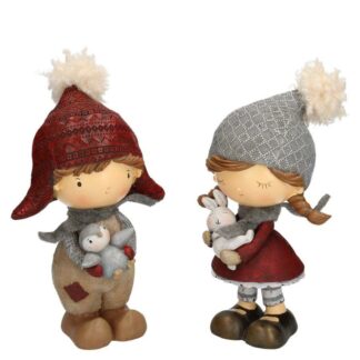 Statua resina bambino rosso 2 assortiticm15x12h25