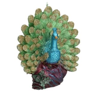 Candela pavone ottanio viola oro cm13,5x6h16