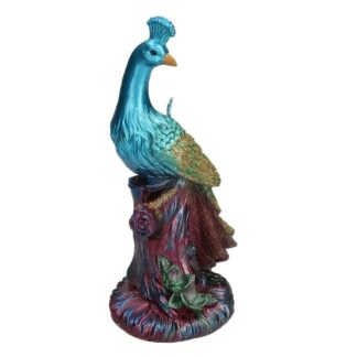 Candela pavone ottanio viola oro cm11,3x8h19