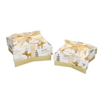 Scatola cartone 1-2 bianco oro cm17x17h9