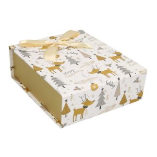 Scatola cartone bianco oro rettangolarecm22x18h7,5